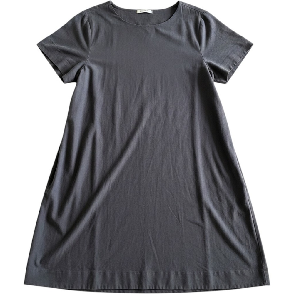 COS Blue Short Sleeve Shift Dress Pockets Sz 12 A-Line Cotton Blend Modest - Picture 2 of 12